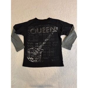 Queen Band T-Shirt 2009 We Will Rock You Guitar Graphic Long Sleeve Black 5T